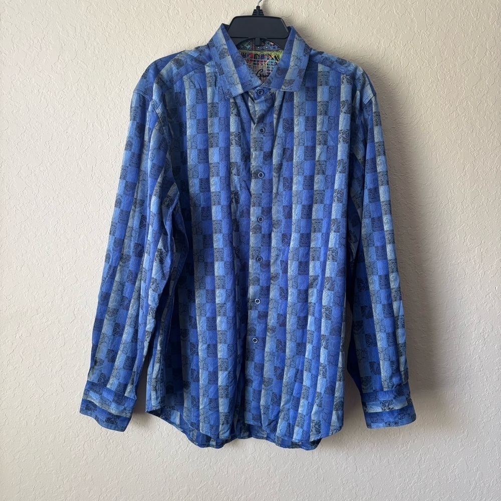 Robert Graham | Men's Blue Patterned Colorful Button Down Long Sleeve Size XL